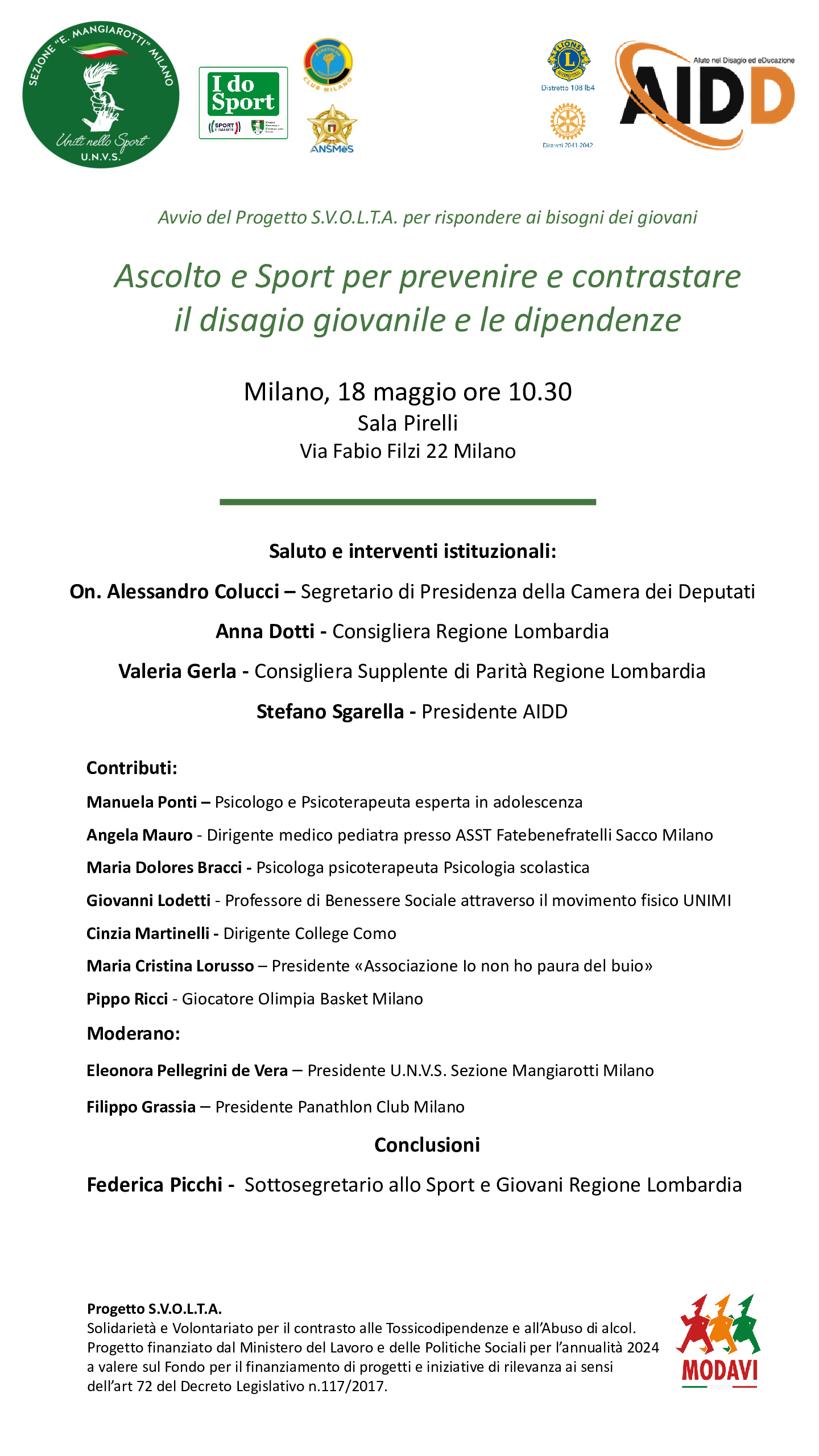 COVEGNO AIDD 18 MAGGIO – PROGETTO SVOLTA – TOSSICODIPENDENZE E ABUSO ALCOL